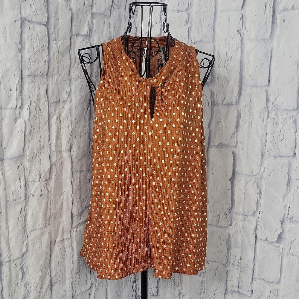 Anthropologie Rust‎ Polka Dot Blouse